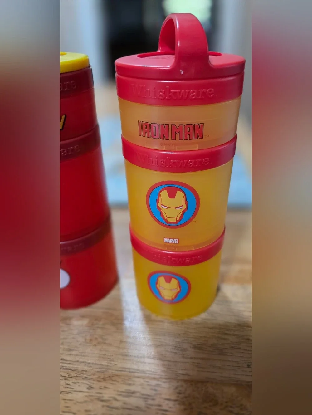 Marvel Stackable Kids Snack Containers - Iron Man Red & Yellow